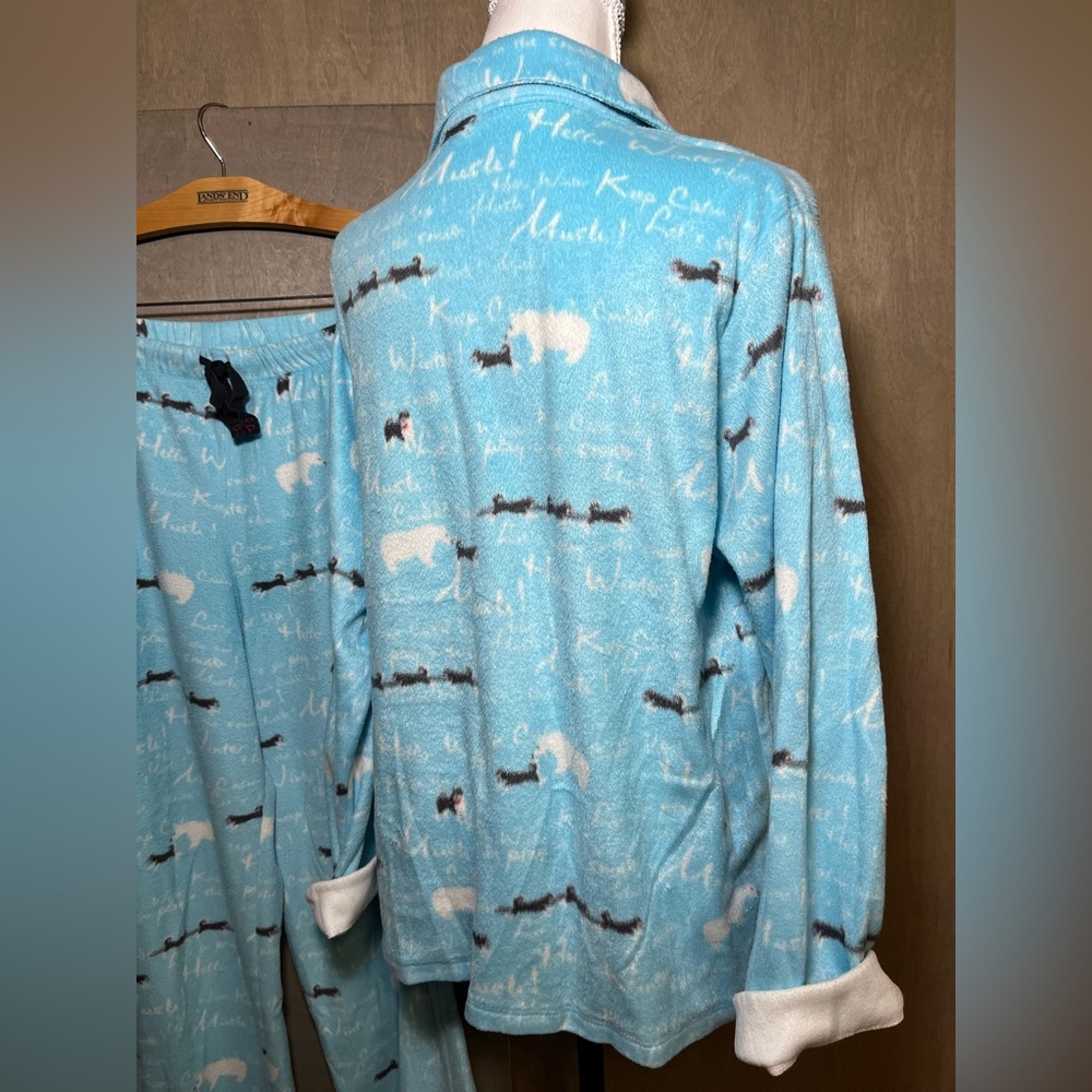 Cuddl Duds Blue Fleece Pajama Set L - Picture 3 of 6
